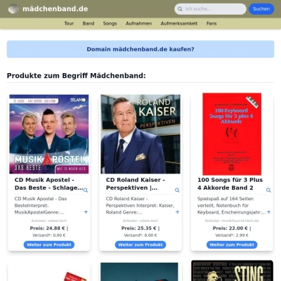 Screenshot mädchenband.de