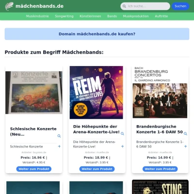 Screenshot mädchenbands.de