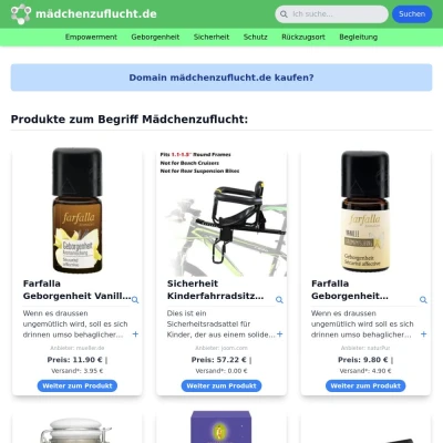 Screenshot mädchenzuflucht.de