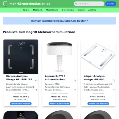 Screenshot mehrkörpersimulation.de