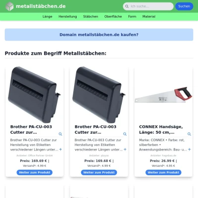 Screenshot metallstäbchen.de