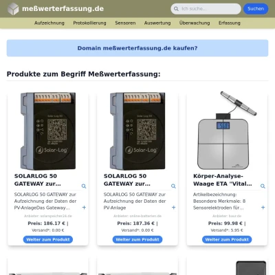 Screenshot meßwerterfassung.de