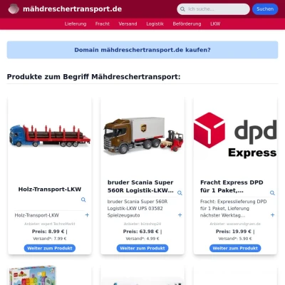 Screenshot mähdreschertransport.de