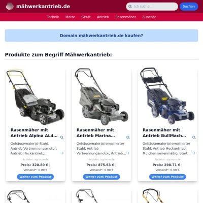 Screenshot mähwerkantrieb.de