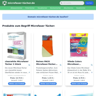 Screenshot microfaser-tücher.de