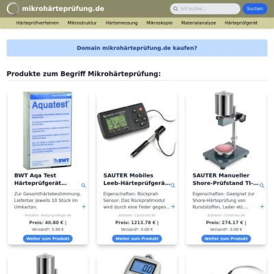 Screenshot mikrohärteprüfung.de