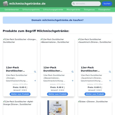 Screenshot milchmischgetränke.de