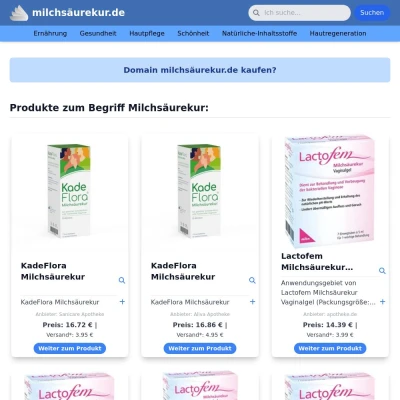 Screenshot milchsäurekur.de