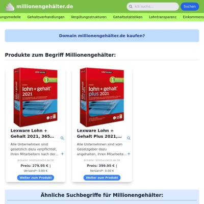 Screenshot millionengehälter.de