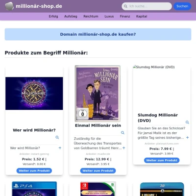 Screenshot millionär-shop.de