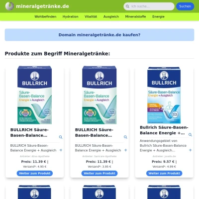 Screenshot mineralgetränke.de