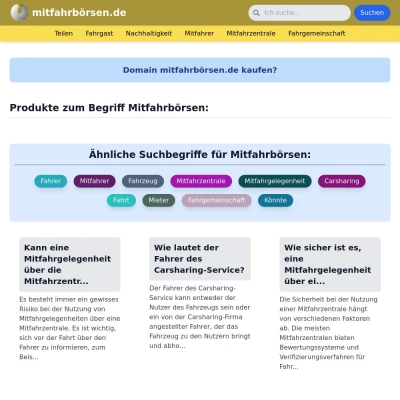 Screenshot mitfahrbörsen.de