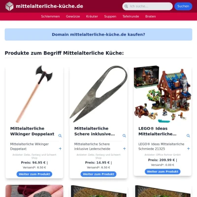 Screenshot mittelalterliche-küche.de