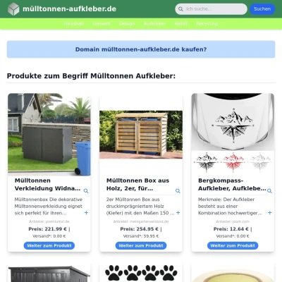 Screenshot mülltonnen-aufkleber.de