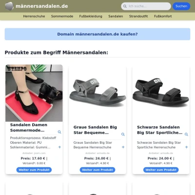 Screenshot männersandalen.de