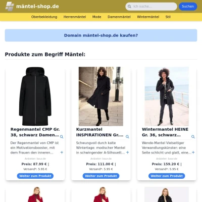 Screenshot mäntel-shop.de