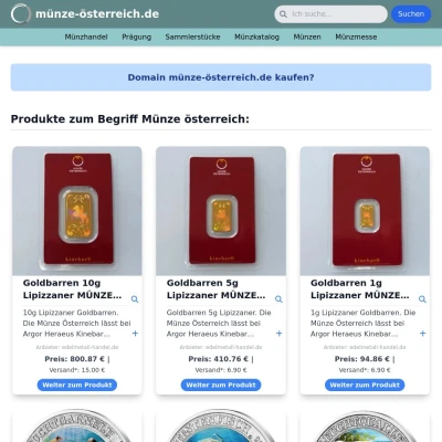 Screenshot münze-österreich.de