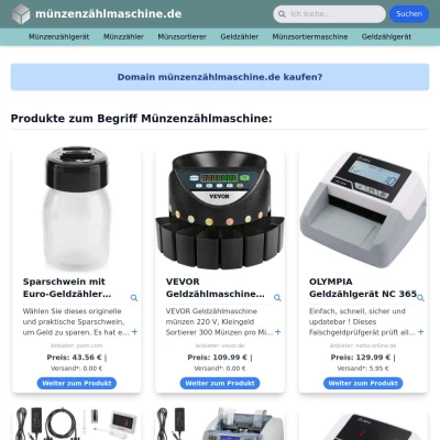 Screenshot münzenzählmaschine.de