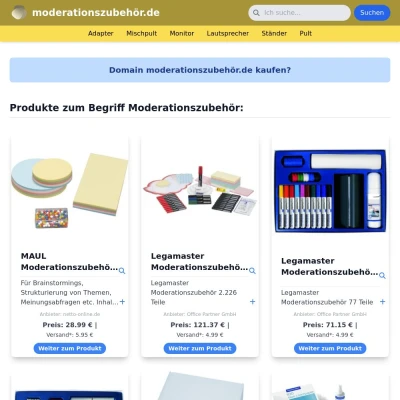 Screenshot moderationszubehör.de