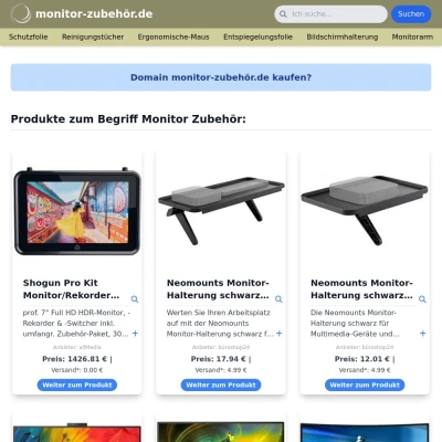 Screenshot monitor-zubehör.de