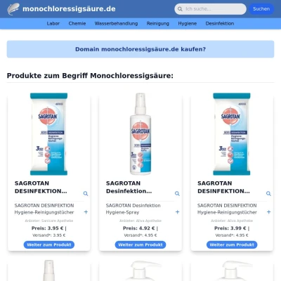 Screenshot monochloressigsäure.de