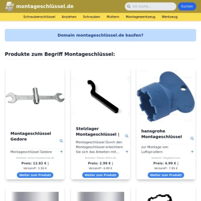 Screenshot montageschlüssel.de