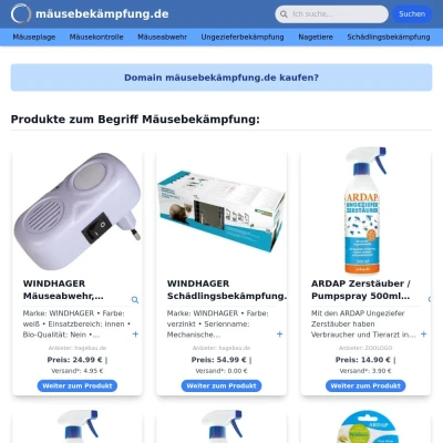 Screenshot mäusebekämpfung.de