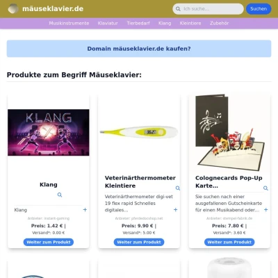 Screenshot mäuseklavier.de