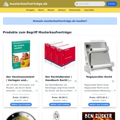 Screenshot musterkaufverträge.de