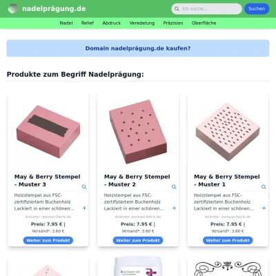 Screenshot nadelprägung.de