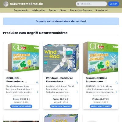 Screenshot naturstrombörse.de