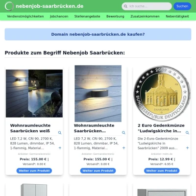 Screenshot nebenjob-saarbrücken.de