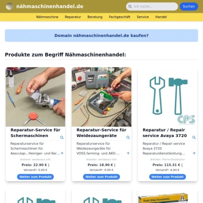 Screenshot nähmaschinenhandel.de