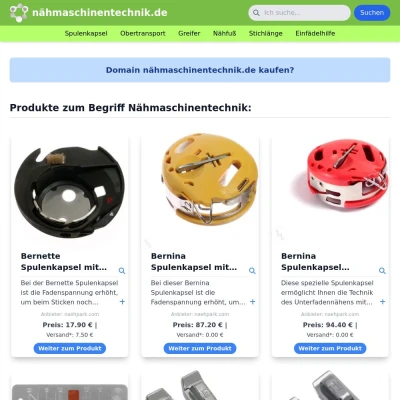 Screenshot nähmaschinentechnik.de