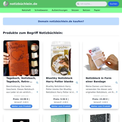 Screenshot notizbüchlein.de