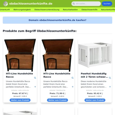 Screenshot obdachlosenunterkünfte.de