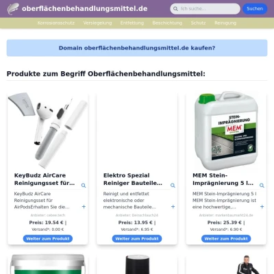 Screenshot oberflächenbehandlungsmittel.de