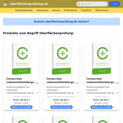 Screenshot oberflächenprüfung.de