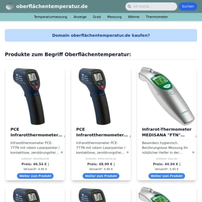 Screenshot oberflächentemperatur.de