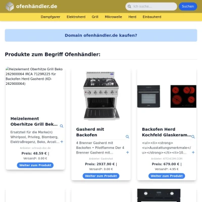Screenshot ofenhändler.de
