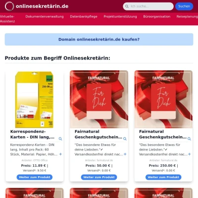 Screenshot onlinesekretärin.de