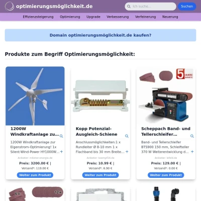 Screenshot optimierungsmöglichkeit.de