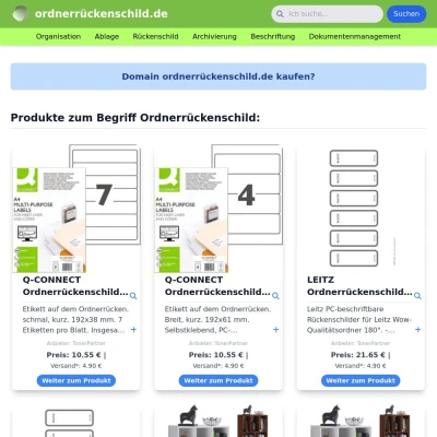 Screenshot ordnerrückenschild.de