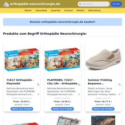 Screenshot orthopädie-neurochirurgie.de