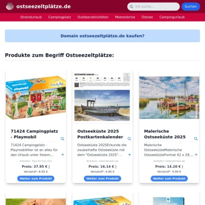 Screenshot ostseezeltplätze.de