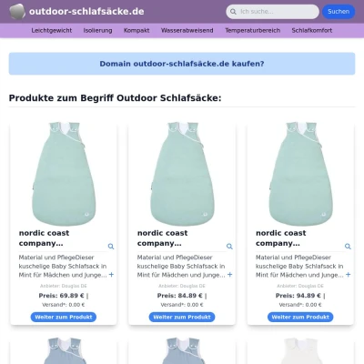 Screenshot outdoor-schlafsäcke.de