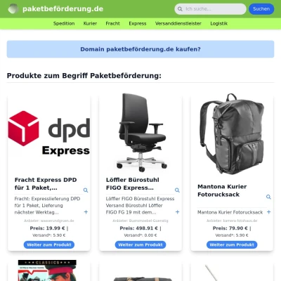 Screenshot paketbeförderung.de