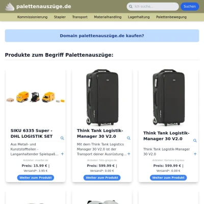 Screenshot palettenauszüge.de