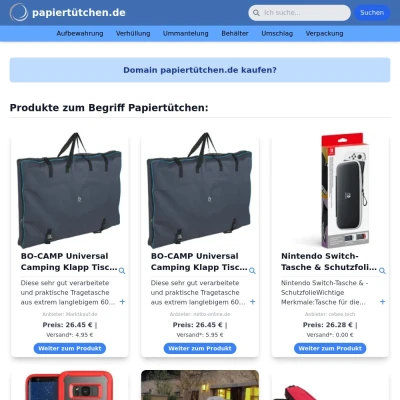 Screenshot papiertütchen.de