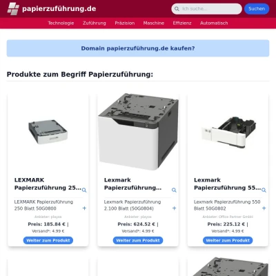 Screenshot papierzuführung.de